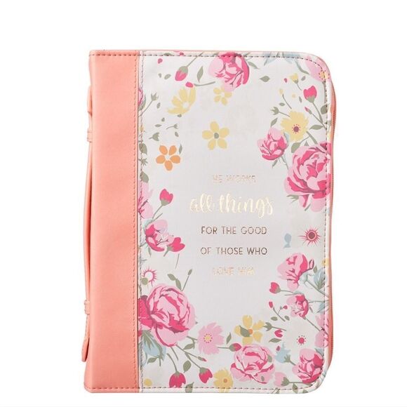 He Works All Things for Good Faux Leather Bible Cover  Protector Romans 8:28 - Picture 1 of 8